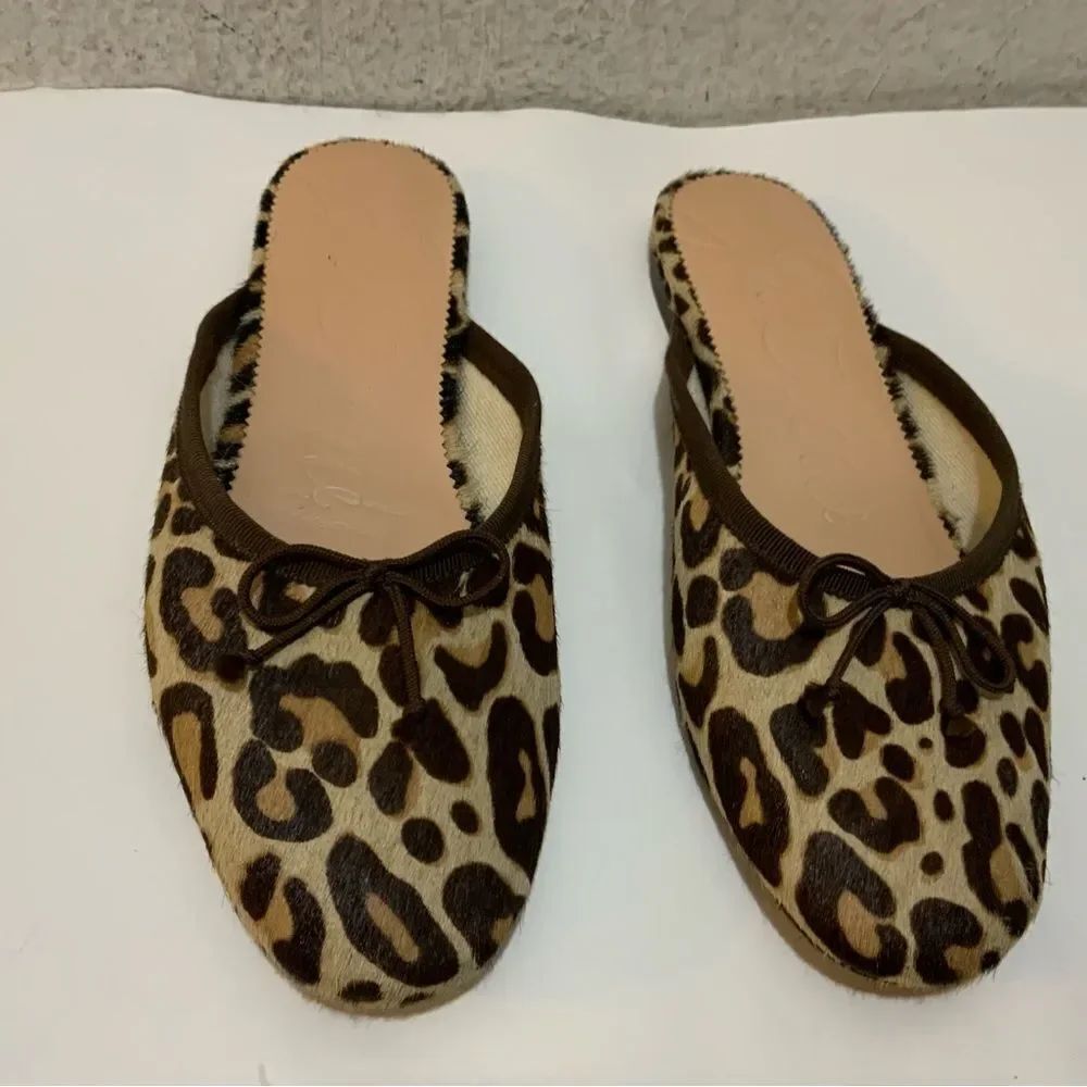 J.Crew Womens Calf Hair Zoe Mule Flats Leopard Size 6